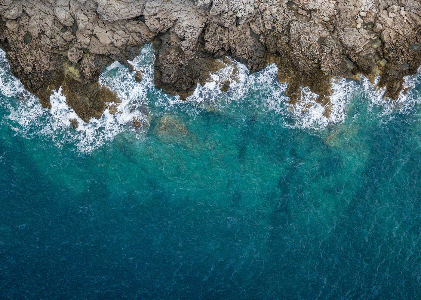 Aerial view of sea waves and rocky coast, Montenegro